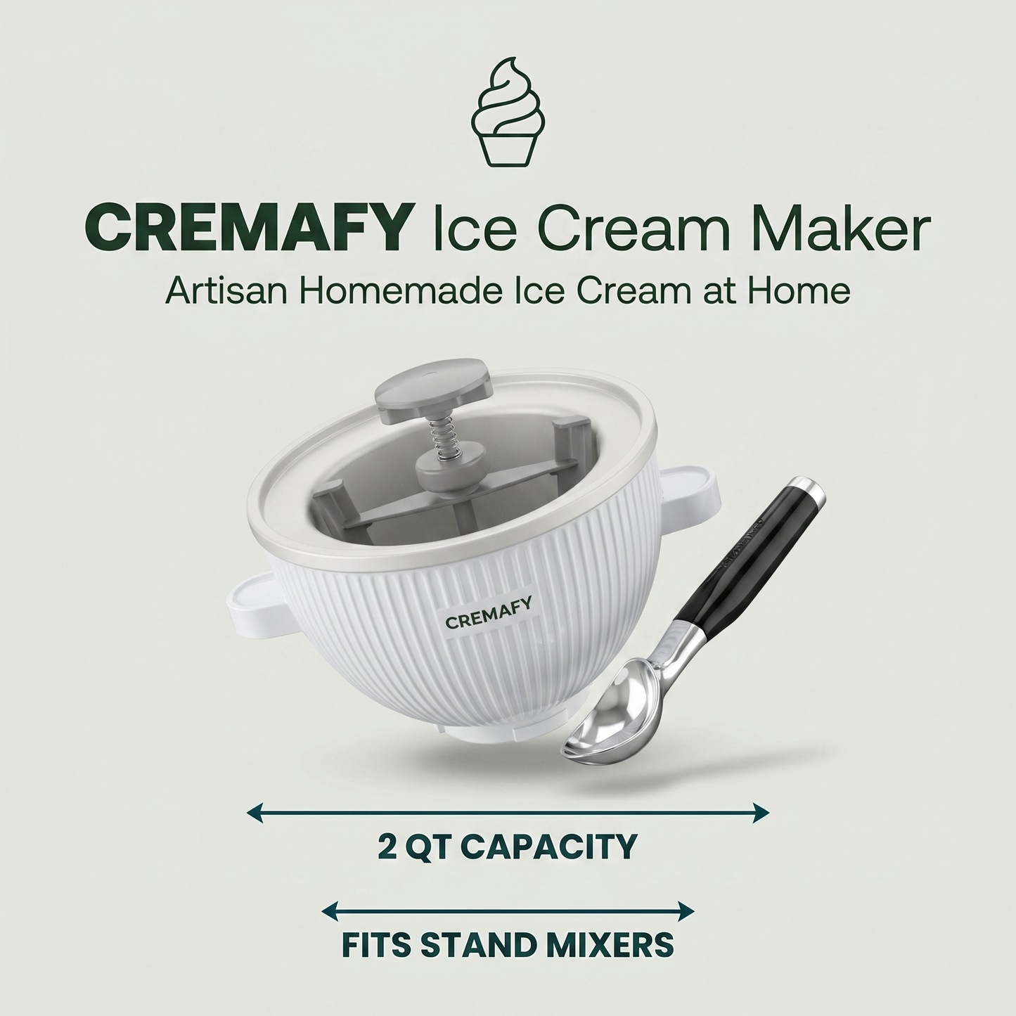 Cremafy™ Ice Cream Maker Attachment w/ Ice Cream Scoop